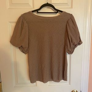 Zara brown puffer sleeve blouse work shirt